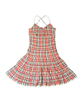 Gap Vintage Multicolored Madras Chiffon Frilly Midi Dress Women’s Size Medium